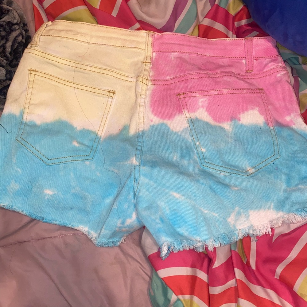 Rainbow tye dye shorts